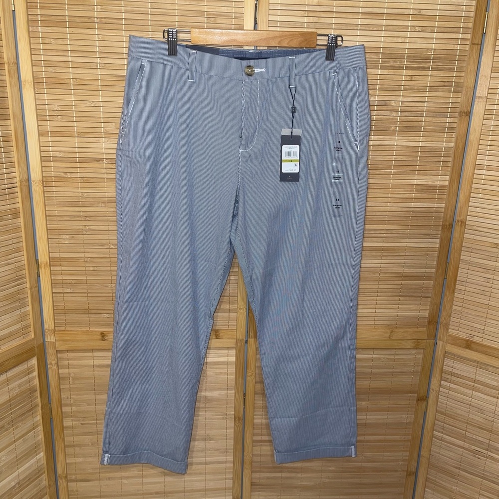 Tommy Hilfiger Hampton Heritage Slim Chino blue white stripe Pants 14 NWT